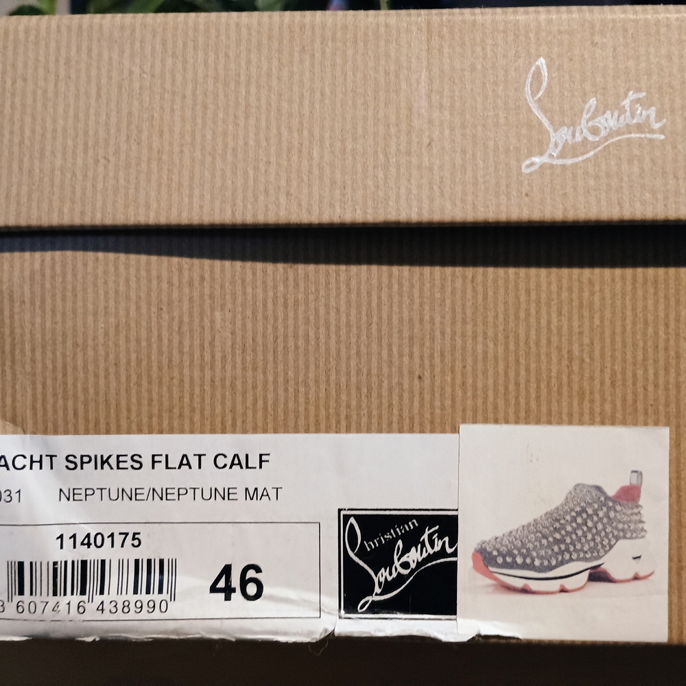 Christian Louboutin Silver and Red Spiked Sneakers Men's Size 12 - Picture 10 of 12